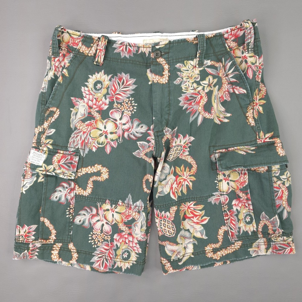 Denim & Supply Ralph Lauren Shorts Mens 38 Green Floral Cargo 11 Inch Hawaiian